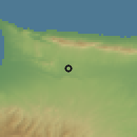 Shaded relief of the 55 km around Türkeli, drawn from the GMTED2010 grid