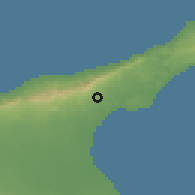 Shaded relief of the 55 km around Turnalar, drawn from the GMTED2010 grid