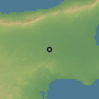 Shaded relief of the 55 km around Vadili, drawn from the GMTED2010 grid