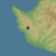 Shaded relief of the 55 km around Akoursos, drawn from the GMTED2010 grid