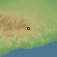 Shaded relief of the 55 km around Vavatsinia, drawn from the GMTED2010 grid