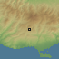 Shaded relief of the 55 km around Vouni, drawn from the GMTED2010 grid