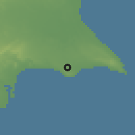 Shaded relief of the 55 km around Xylofagou, drawn from the GMTED2010 grid