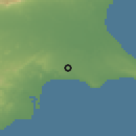 Shaded relief of the 55 km around Xylotymvou, drawn from the GMTED2010 grid