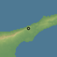 Shaded relief of the 55 km around Yedikonuk, drawn from the GMTED2010 grid