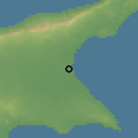Shaded relief of the 55 km around Yeni Boğaziçi, drawn from the GMTED2010 grid