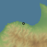 Shaded relief of the 55 km around Yeşilırmak, drawn from the GMTED2010 grid