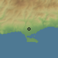 Shaded relief of the 55 km around Ypsonas, drawn from the GMTED2010 grid