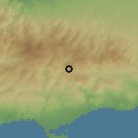 Shaded relief of the 55 km around Zoopigi, drawn from the GMTED2010 grid