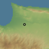 Shaded relief of the 55 km around Zümrütköy, drawn from the GMTED2010 grid