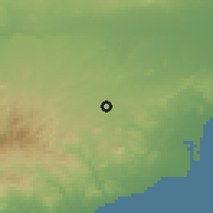 Shaded relief of the 55 km around Alampra, drawn from the GMTED2010 grid