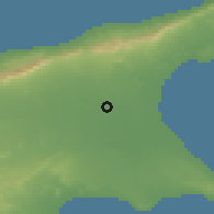 Shaded relief of the 55 km around Alaniçi, drawn from the GMTED2010 grid