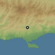 Shaded relief of the 55 km around Alassa, drawn from the GMTED2010 grid