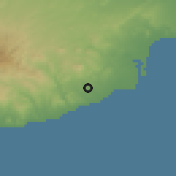 Shaded relief of the 55 km around Anafotia, drawn from the GMTED2010 grid