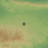 Shaded relief of the 55 km around Anageia, drawn from the GMTED2010 grid