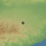 Shaded relief of the 55 km around Analiontas, drawn from the GMTED2010 grid