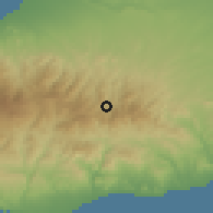 Shaded relief of the 55 km around Apliki, drawn from the GMTED2010 grid