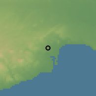 Shaded relief of the 55 km around Aradippou, drawn from the GMTED2010 grid