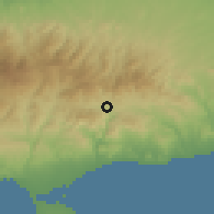 Shaded relief of the 55 km around Arakapas, drawn from the GMTED2010 grid