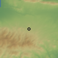 Shaded relief of the 55 km around Arediou, drawn from the GMTED2010 grid