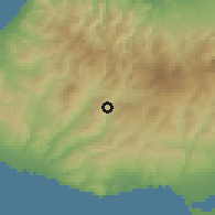 Shaded relief of the 55 km around Arminou, drawn from the GMTED2010 grid