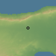 Shaded relief of the 55 km around Aslanköy, drawn from the GMTED2010 grid