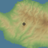 Shaded relief of the 55 km around Asprogia, drawn from the GMTED2010 grid