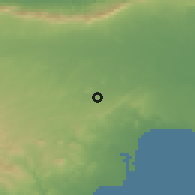 Shaded relief of the 55 km around Athienou, drawn from the GMTED2010 grid