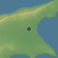 Shaded relief of the 55 km around Atlilar, drawn from the GMTED2010 grid