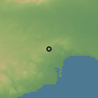 Shaded relief of the 55 km around Avdellero, drawn from the GMTED2010 grid