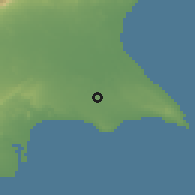 Shaded relief of the 55 km around Avgorou, drawn from the GMTED2010 grid