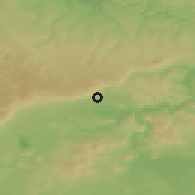 Shaded relief of the 49 km around Chlumec, drawn from the GMTED2010 grid