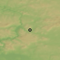 Shaded relief of the 49 km around Benešov nad Ploučnicí, drawn from the GMTED2010 grid