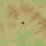 Shaded relief of the 50 km around Hanušovice, drawn from the GMTED2010 grid