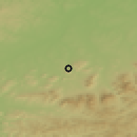 Shaded relief of the 50 km around Hukvaldy, drawn from the GMTED2010 grid