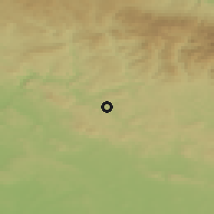 Shaded relief of the 49 km around Košt'álov, drawn from the GMTED2010 grid