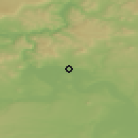 Shaded relief of the 49 km around Křešice, drawn from the GMTED2010 grid