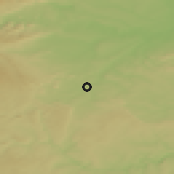 Shaded relief of the 50 km around Kryry, drawn from the GMTED2010 grid
