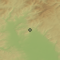 Shaded relief of the 50 km around Libina, drawn from the GMTED2010 grid
