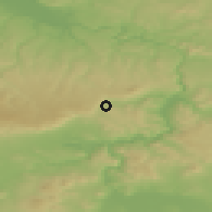 Shaded relief of the 49 km around Libouchec, drawn from the GMTED2010 grid