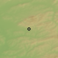 Shaded relief of the 50 km around Lukov, drawn from the GMTED2010 grid