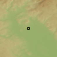 Shaded relief of the 50 km around Medlov, drawn from the GMTED2010 grid