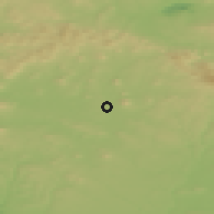 Shaded relief of the 49 km around Mimoň, drawn from the GMTED2010 grid