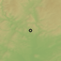 Shaded relief of the 50 km around Mokrá-Horákov, drawn from the GMTED2010 grid