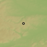 Shaded relief of the 50 km around Březová, drawn from the GMTED2010 grid