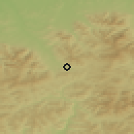 Shaded relief of the 50 km around Písek, drawn from the GMTED2010 grid