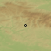 Shaded relief of the 49 km around Poniklá, drawn from the GMTED2010 grid