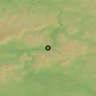 Shaded relief of the 49 km around Povrly, drawn from the GMTED2010 grid