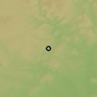 Shaded relief of the 50 km around Říčany, drawn from the GMTED2010 grid
