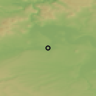 Shaded relief of the 49 km around Budyně nad Ohří, drawn from the GMTED2010 grid